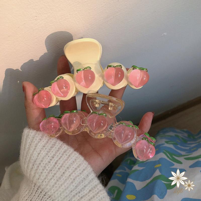 【kifli】Kẹp Tóc Hình Quả Đào Màu Hồng Trong Suốt 2022