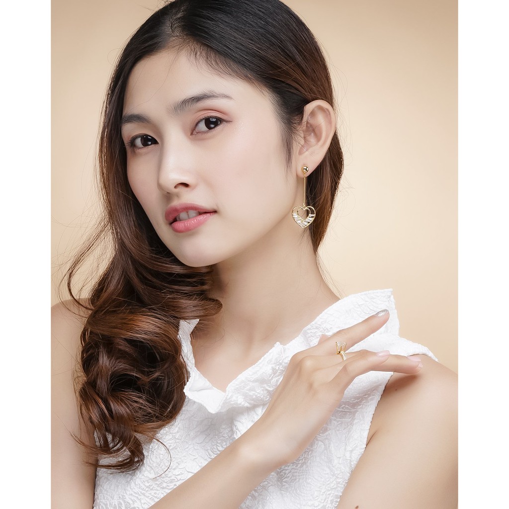 Bông tai nữ UHA mạ vàng 18K , đính kim cương nhân tạo B1021142-105