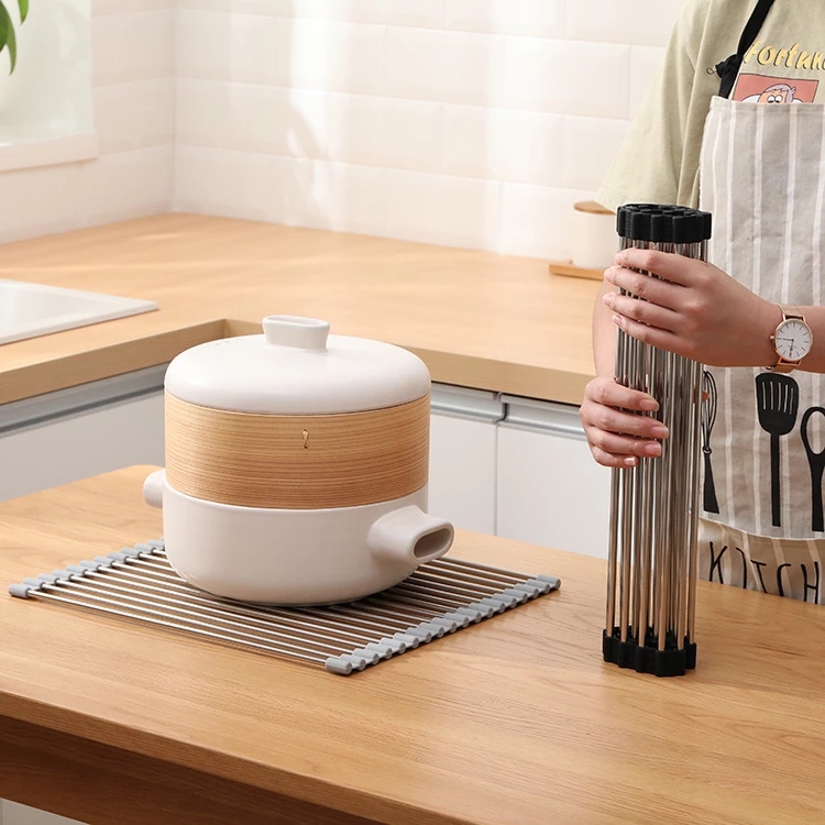 Giá úp chén dĩa ráo nước gắn bồn rửa chén bằng thép không gỉ gấp gọn tiện dụng cho nhà bếp