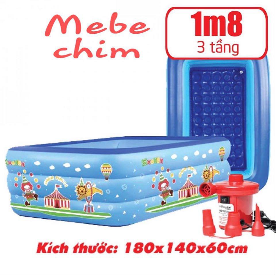 [Mã LIFEHOT55 giảm 10% đơn 99K] Bể Bơi Phao Cho Bé - 3 Tầng – 1m8 – Có Đáy Chống Trượt ( Hàng Công Ty)