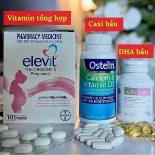 COMBO BẦU ÚC - BỘ TỨ VITAMIN ÚC DÀNH CHO BÀ BẦU (Elevit, Canxi, DHA, Sắt)
