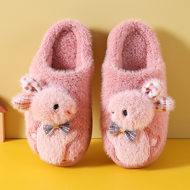 (TH30) Dép Bông Trẻ Em, Dép Lông Đi Trong Nhà Cho Bé Họa Tiết Thỏ Đáng Yêu
