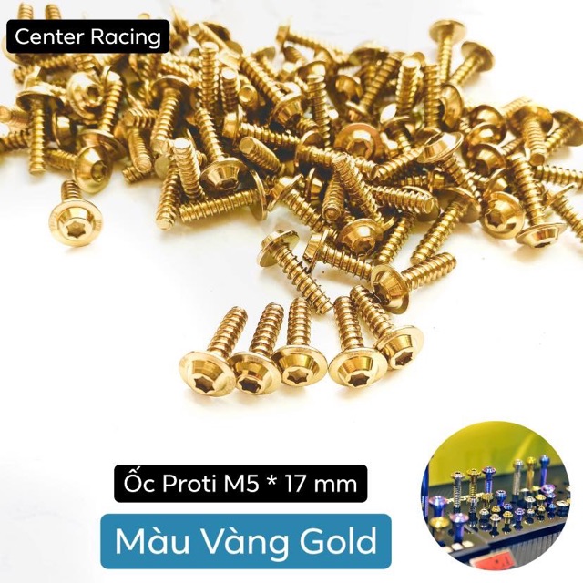 [ PRO ] [ Màu Vàng ] Ốc Proti M5 * 17 mm dàn áo xe Yamaha Center 2019 New