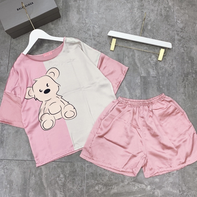 Bộ Lụa Ngủ Quần Sooc 🌸 Họa tiết Hoạt Hình Cute Siêu Xinh 🌸Chất Liệu Vải Satin | BigBuy360 - bigbuy360.vn