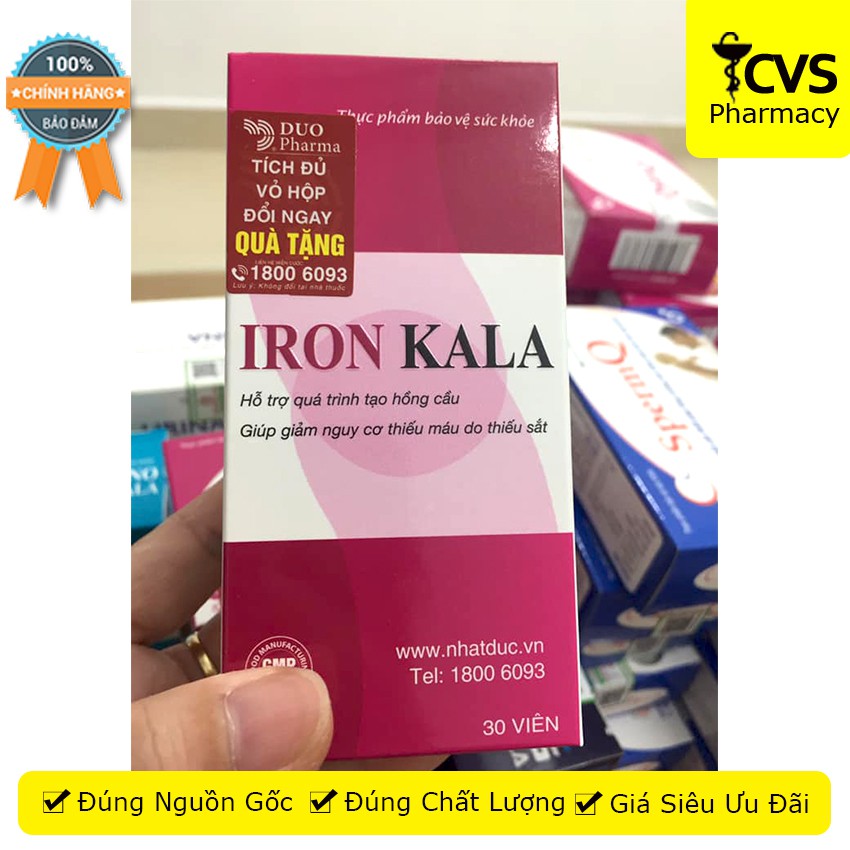 Viên Uống Iron Kala - Hỗ Trợ Quá Trình Tạo Hồng Cầu & Giảm Nguy Cơ Thiếu Máu (30 viên)