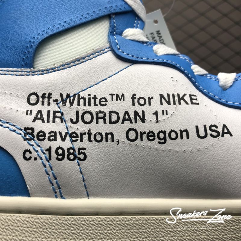 Giày Thể Thao AIR JORDAN 1 OFF WHITE Retro High University UNC Xanh Trắng Cổ Cao Cực Phong Cách Cho Cả Nam Và Nữ