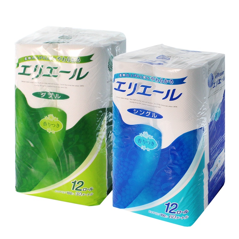 Lốc 12 cuộn giấy vệ sinh Elleair Toilet Paper Single &amp; Double