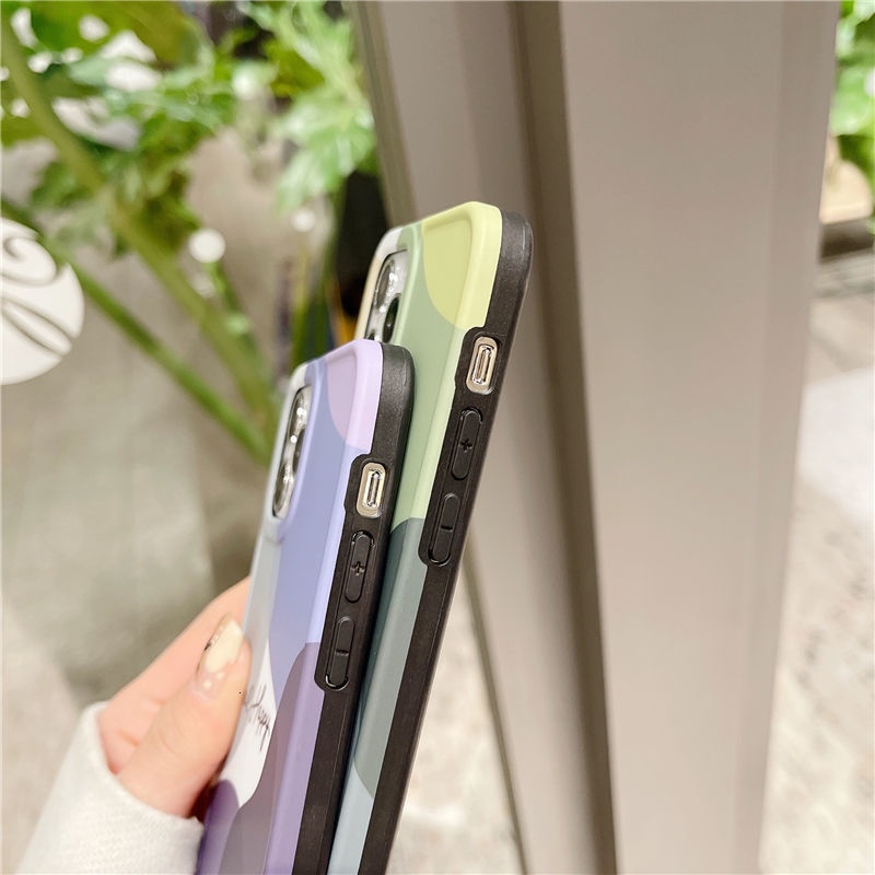 Ốp điện thoại cao su mềm chống rơi phối màu tương phản thích hợp cho IPhone 12 12promax 7 8Plus XR XSMAX 11 11promax