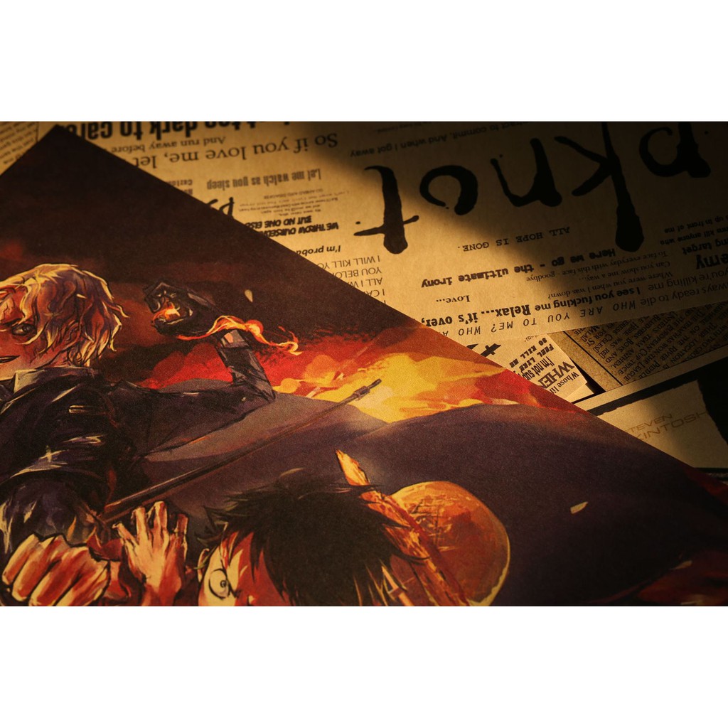 [A053] Tranh dán tường trang trí One Piece I Retro Kraft Paper Poster Bar Cafe