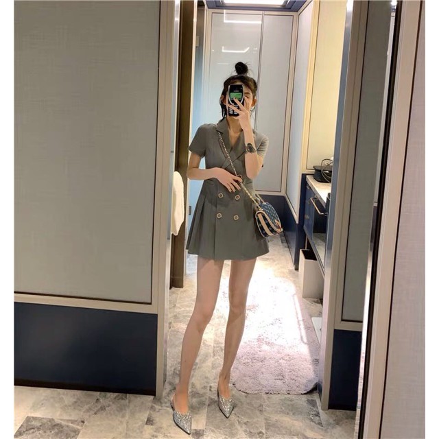 Bigsize S-4xl Đầm vest nữ 6 cúc chân xếp ly dáng xoè sang chảnh tôn dáng