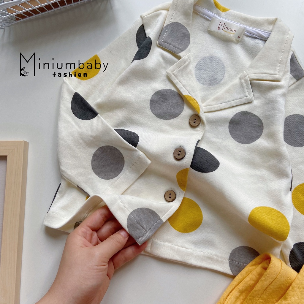 Bộ pyjama cotton ấm áp Minium, Set đồ ngủ thiết kế thu đông cho bé trai, bé gái-SB1051