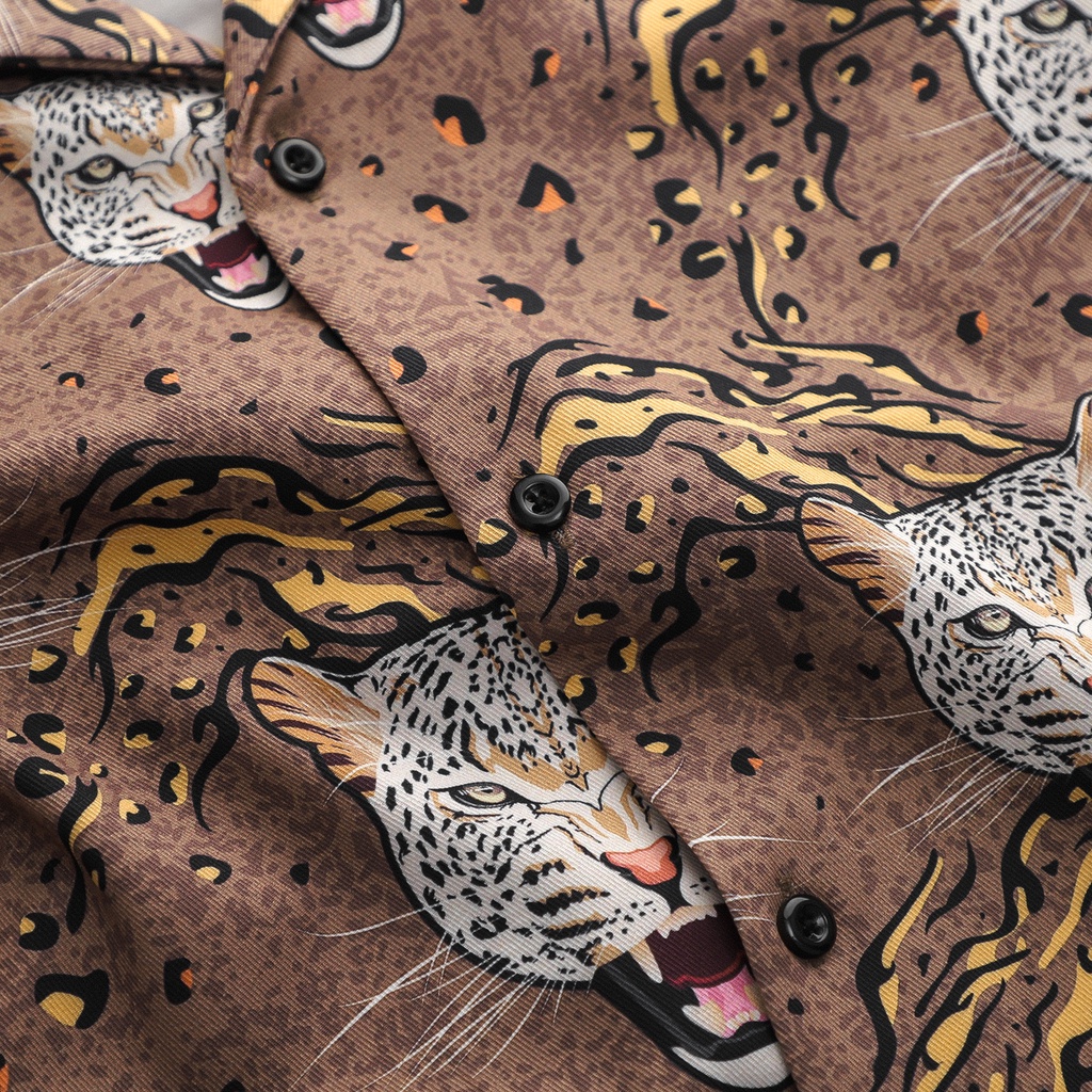 Áo Sơ Mi Nam Relaxed Leopard Brown , Chất Vải Cotton Blend Thoải Mái , SM006028 ,SOMEHOW