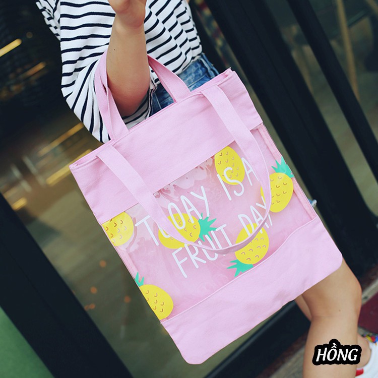 Túi Tote Trong Suốt Hình Trái Cây Thời Trang