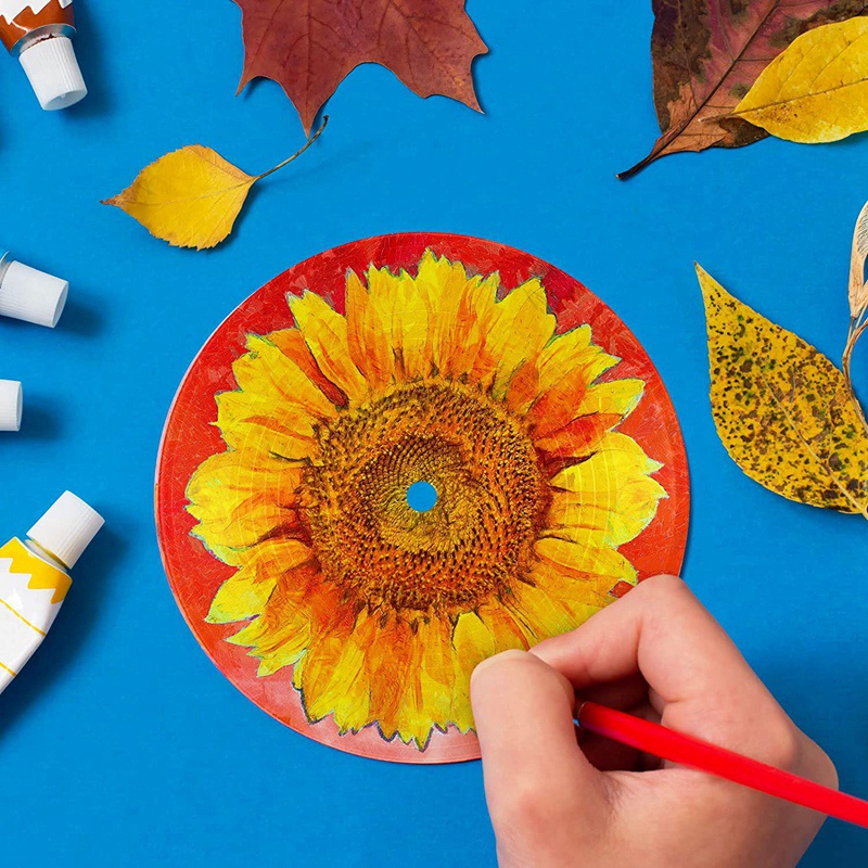 Set 12 Đĩa CD Vinyl Trơn 7 Inch Màu Đen Trang Trí Tường Phòng