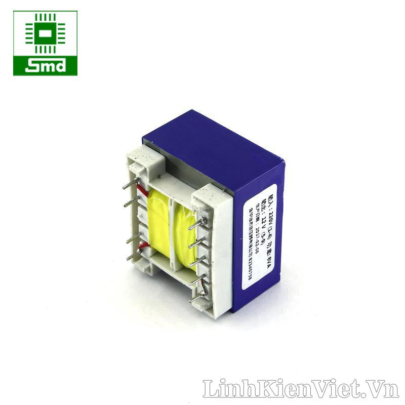 Biến áp 220V-12V (8W-650mA) có chân hàn PCB