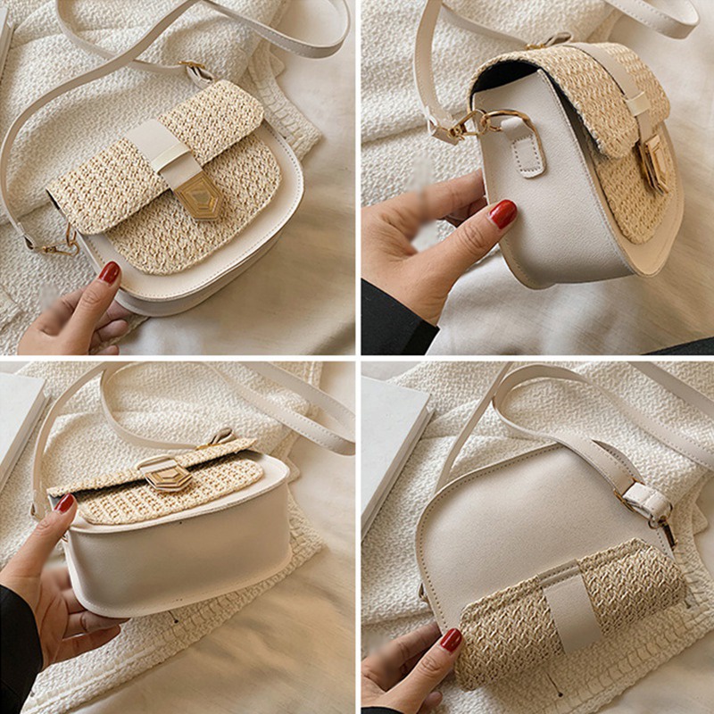 Túi Xách Nữ Túi Cói Đeo Chéo Vai/Đeo Một Bên Vai Phong Cách Tây Phương Cổ Điển Mùa Hè Thanh Lịch Cho Nữ