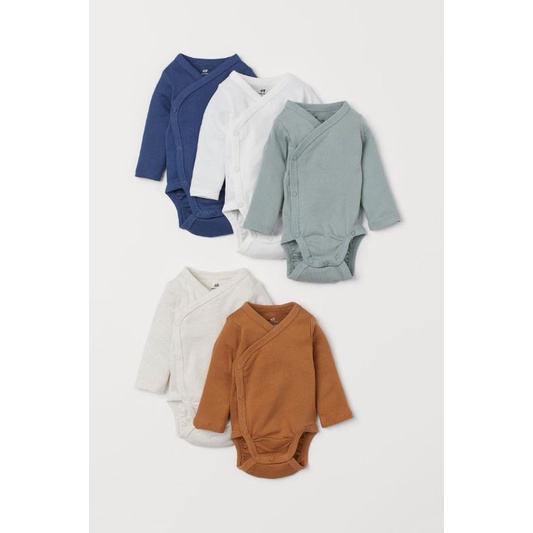 Set 5 bodysuit dài tay bé trai Hm auth