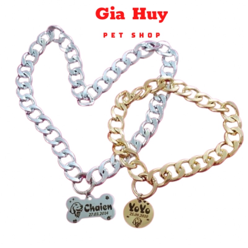 Dây chuyền Mạ Vàng Cho Thú Cưng, Vòng Cổ Thú Cưng Chưa Bao Gồm Thẻ Tên giahuypetshop
