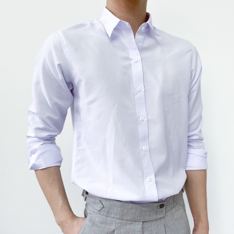 Áo sơ mi nam dài tay hàn quốc form ôm trẻ trung vải lụa hàn thấm hút mồ hôi vạt áo đuôi tôm slimfit