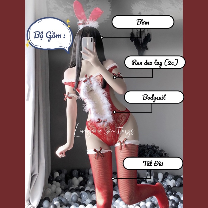 MY9938 Bodysuit Lưới Ngực Khoét Sâu Concept Giáng Sinh Gợi Cảm - Cosplay Noel Sexy @lingerie.sm.toys