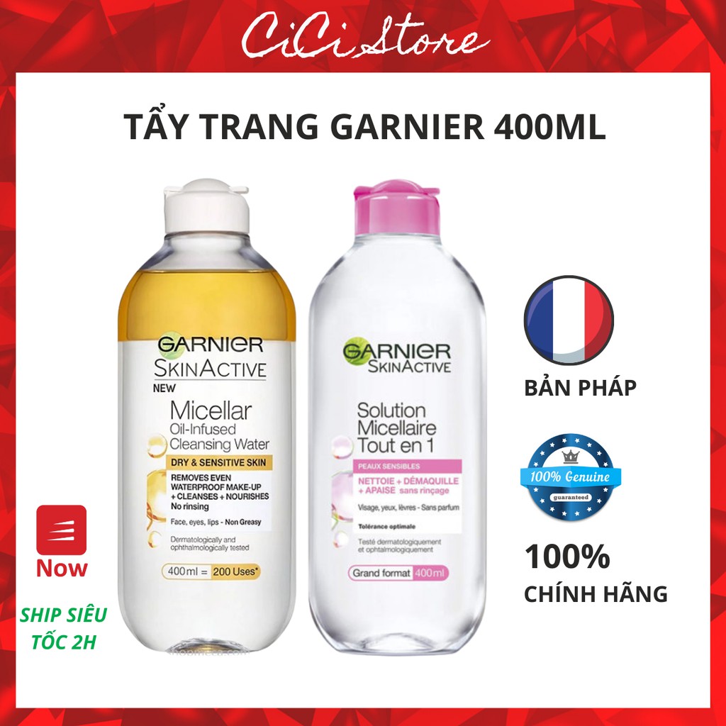 [Mã COSDAY giảm 8% đơn 150K] [Chính hãng] Nước tẩy trang Garnier Micellar Water bản PHÁP 400ml