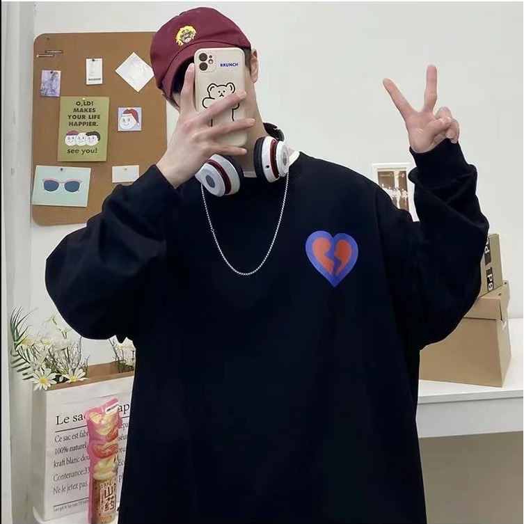 Áo Thun Tay Dài Cổ Tròn Dáng Rộng Phong Cách Hàn Quốc Mới Size M-3Xl 2021