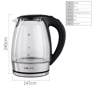 Ấm siêu tốc THỦY TINH cao cấp 2.0L (có video)