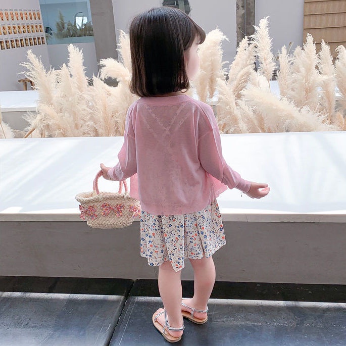 [Hàng Mới Về] Áo Dệt Kim Mỏng Có Mũ Trùm Thoáng Khí Thoải Mái Phong Cách Mùa Hè Cho Bé Gái