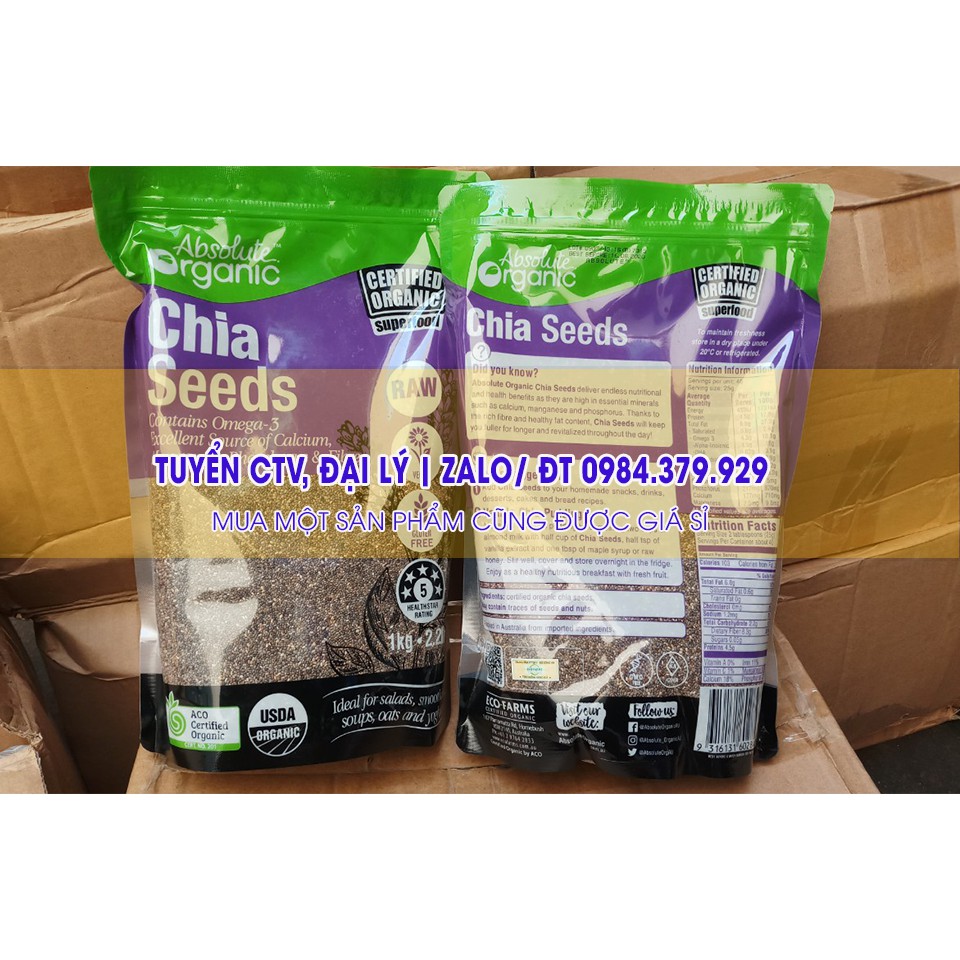 Hạt Chia Úc Absolute Organic Gói 1Kg