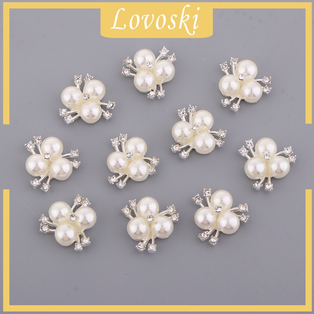 Bộ 10 Nút Hợp Kim Đính Đá Và Ngọc Trai Dùng Làm Đồ Thủ Công DIY