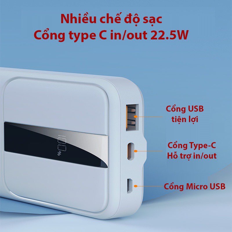 Pin sạc dự phòng sạc nhanh Quick Charger PD 3.0 22.5W nhỏ gọn tiện lợi
