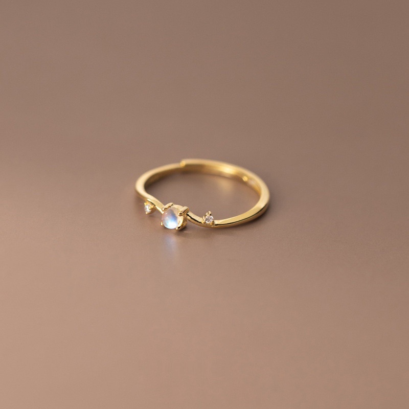 Nhẫn bạc nữ đính đá Moonstone hợp phong thủy tự chỉnh size, Nhẫn bạc Ý 925 mạ vàng 14k cao cấp DUYSON SILVER [NFXK7]