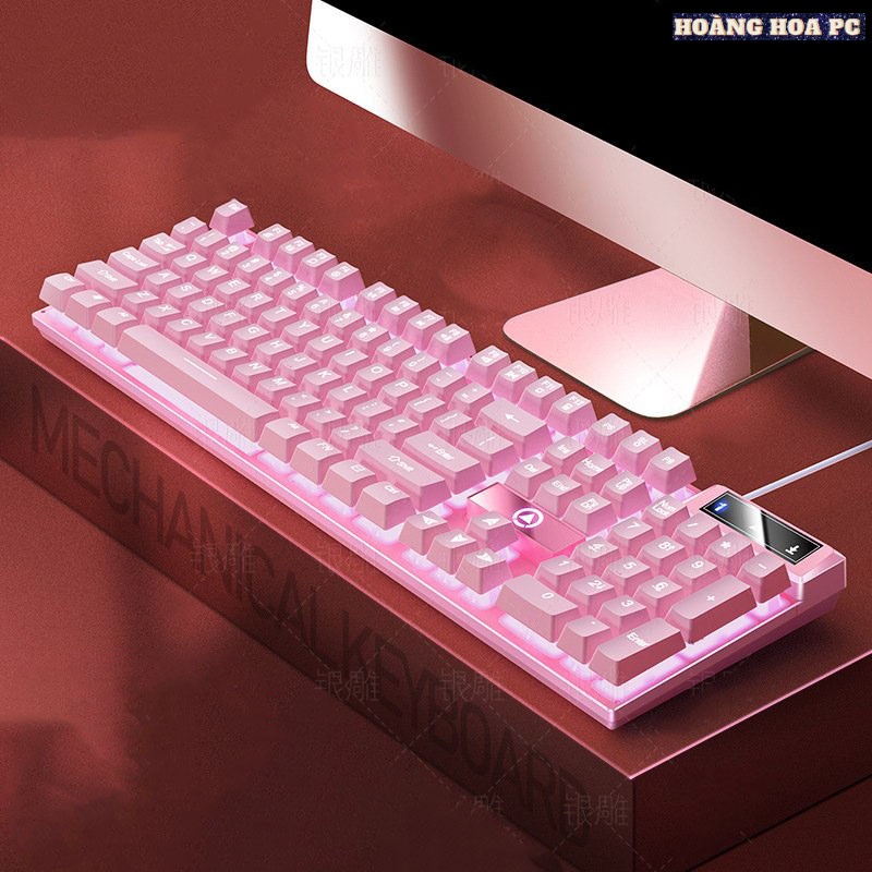 Bàn Phím Giả Cơ K500 YINOIAO Chơi Game Làm Việc LED RGB Xuyên Chữ Nhiều Màu Trắng Đen Hồng Xanh Tím siêu rẻ