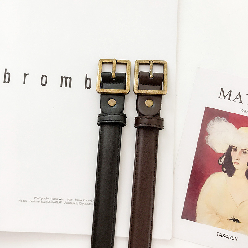 Thắt Lưng Khóa Mạ Vàng Phong Cách Retro Hàn Quốc