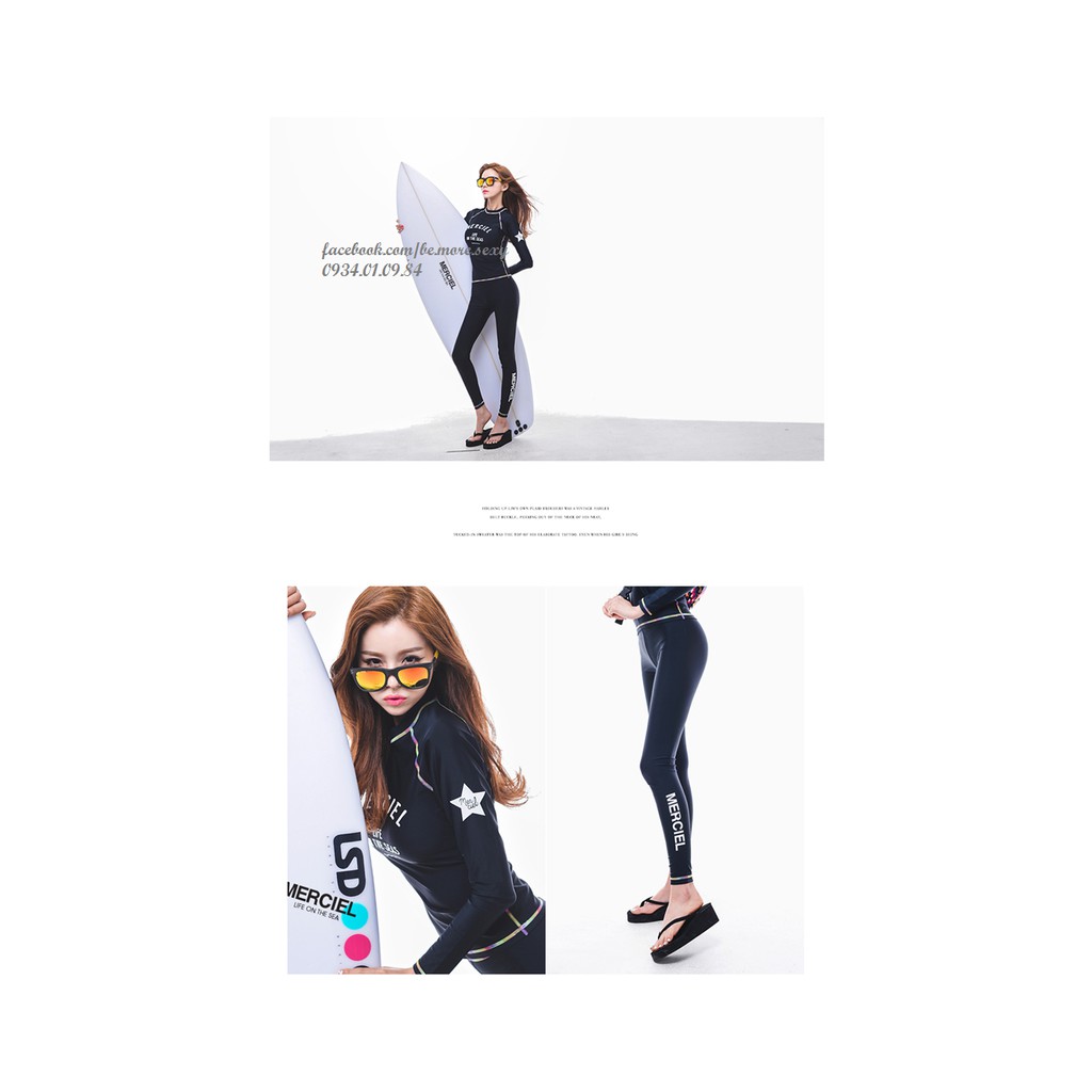 Đồ bơi dài tay Hàn Quốc đen viền chỉ nhiều màu | BigBuy360 - bigbuy360.vn