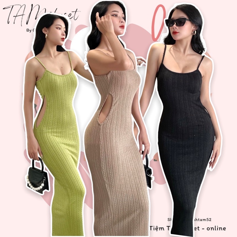 Đầm body khoét eo hai dây đi biển tôn dáng TK949 ( Quận Tân Phú, Hoả tốc HCM, Hình thật 100% )