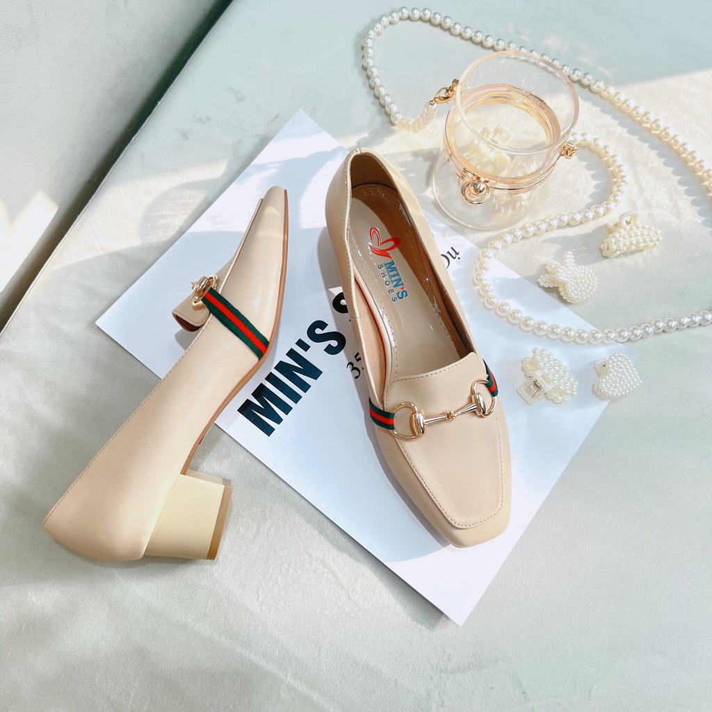 Min's Shoes - Giày Gót Vuông Da Dê Cao Cấp V223
