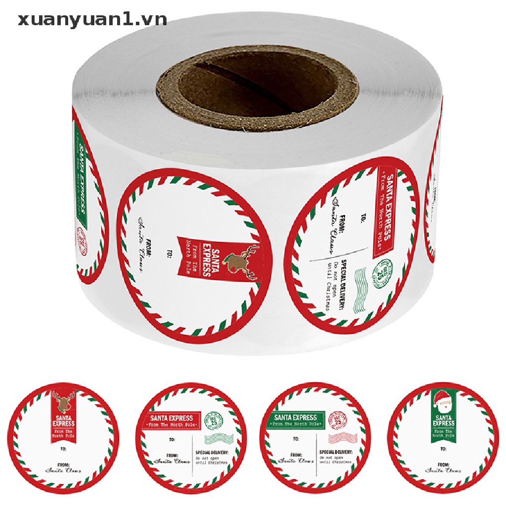 Cuộn 500 Miếng Dán Trang Trí Giáng Sinh In Chữ Thank You Xinh Xắn