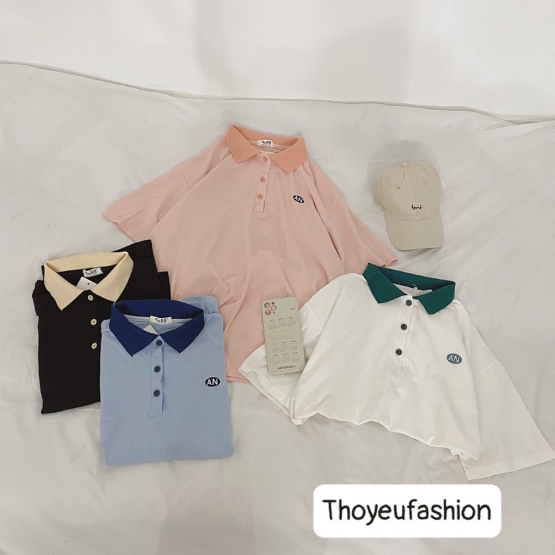 Áo Polo Nữ Form Rộng Phối Cực Xinh - Áo Phông Có Cổ Ulzzang Chất Cotton Mềm Mát Freesize M1175