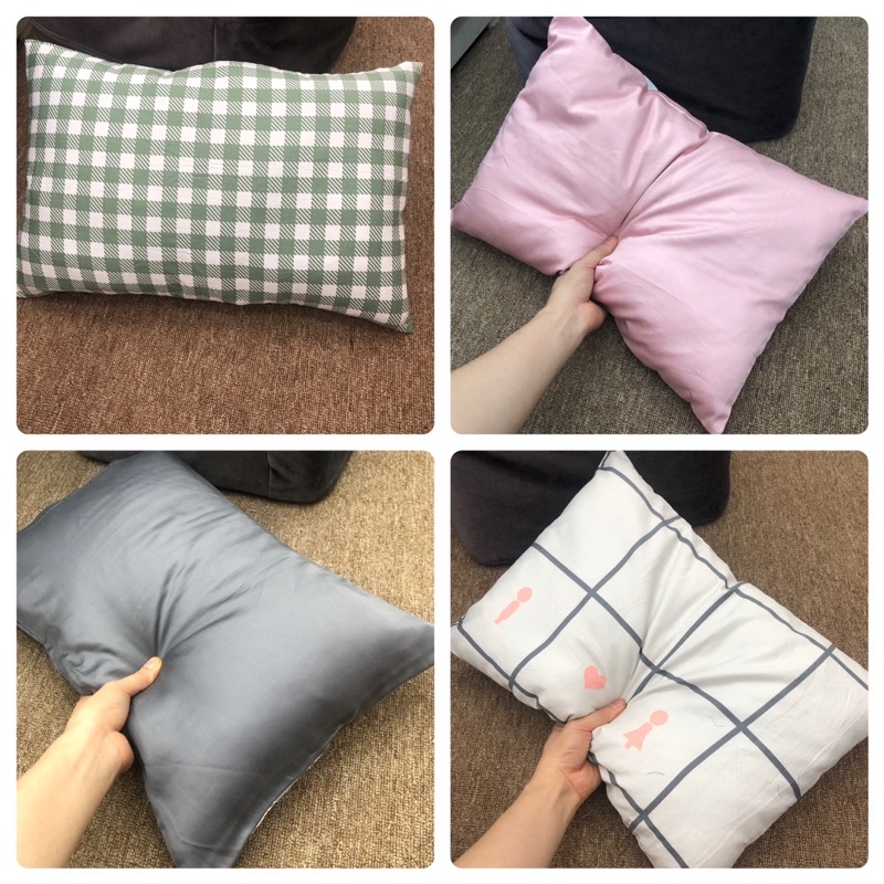 Vỏ Gối Nằm Cotton Tc , Satin Một Màu Basic Có Khoá Kéo Size 35x50,40x60