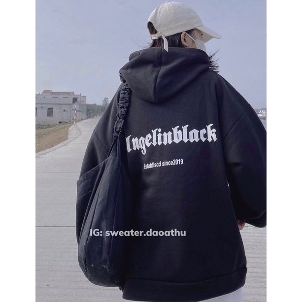 Áo hoodie cotton Black 2 mặt aht559