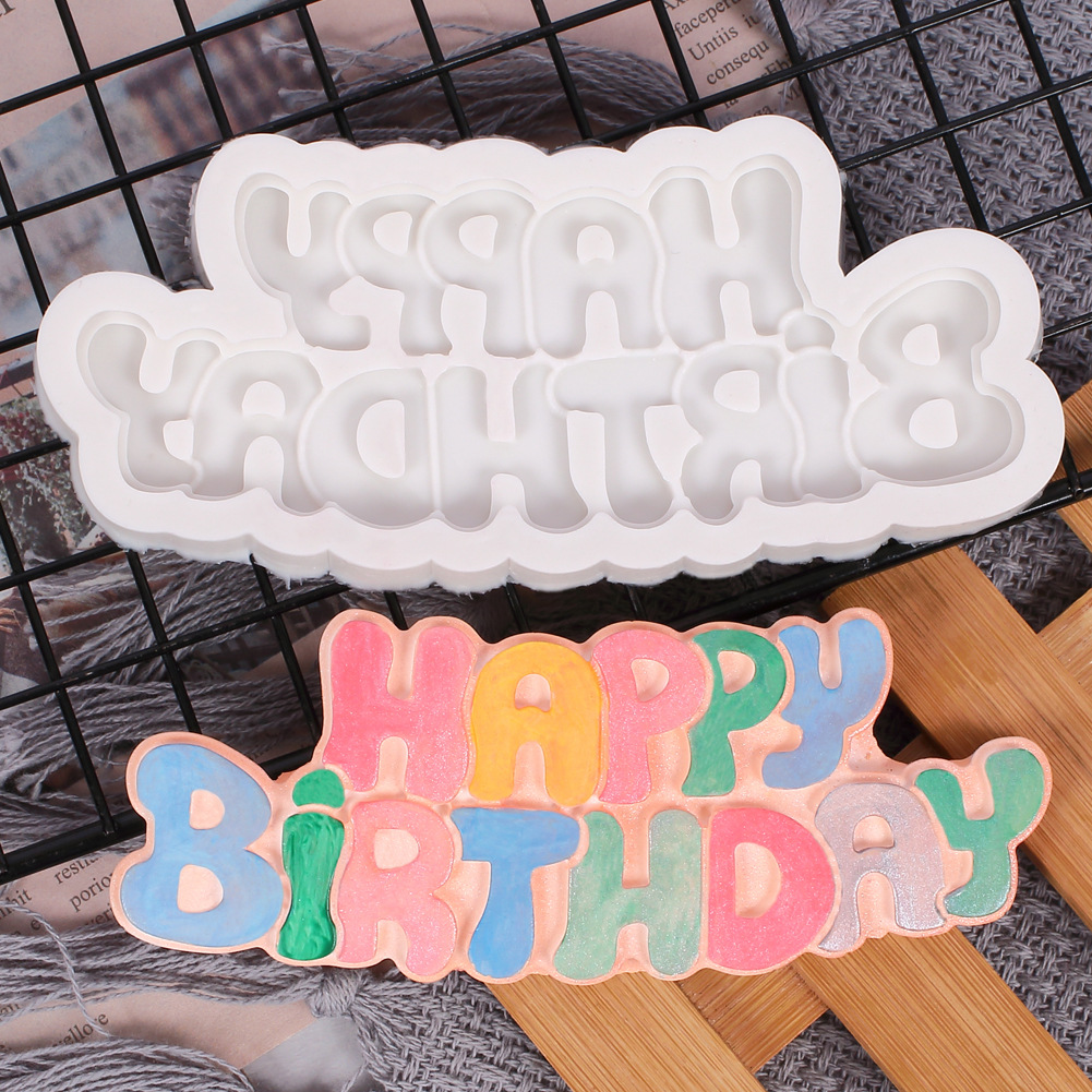 Khuôn Silicone Tạo Hình Chữ Happy Birthday 3d Trang Trí Bánh