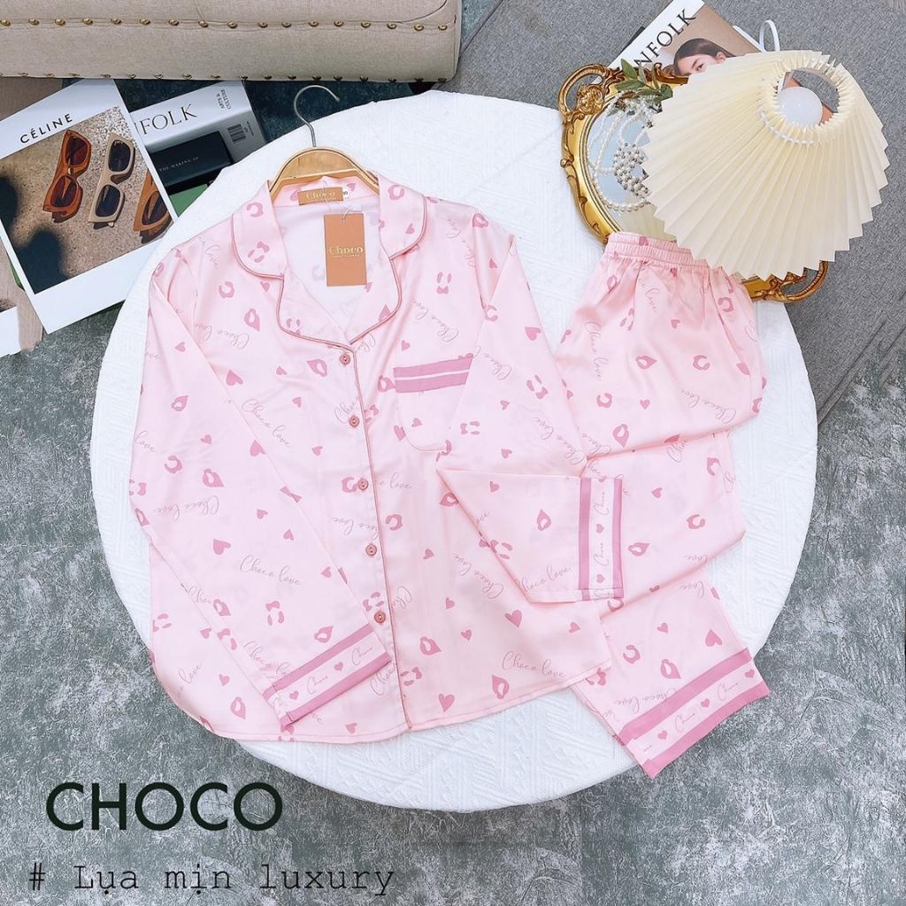 Bộ Pijama Dài Tay- Bộ Mặc Sau Sinh Ở Cữ - Đồ Nữ Mặc Nhà  cao cấp chất lụa mịn, lụa satin Choco Pijama (Hàng Loại 1)