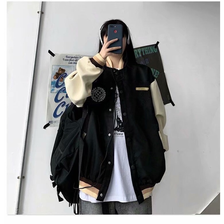 Áo khoác bomber Nam Nữ kaki tay phối da Unisex phong cách cá tinh Hàn Quốc TMH006
