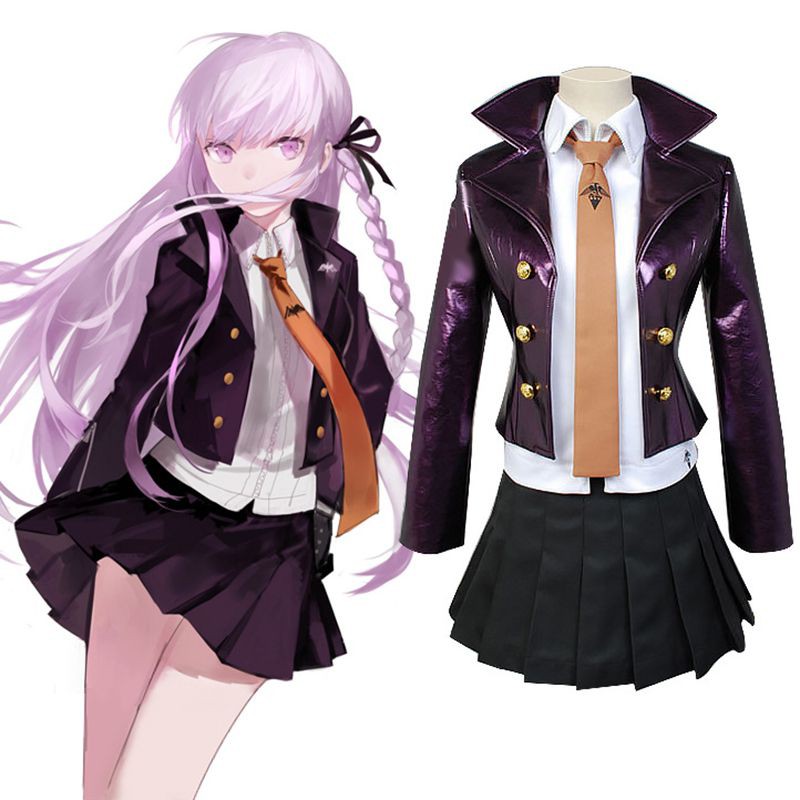 New Danganronpa Dangan-Ronpa Kyoko Kirigiri Cosplay Costume Dress Set With Gloves