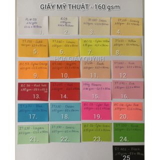 GIẤY MỸ THUẬT KHỔ LỚN 160Gsm (màu 1-15)
