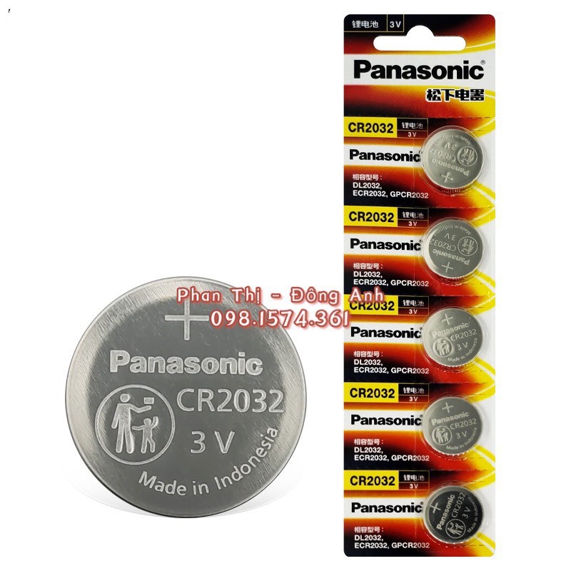 Pin Panasonic CR1632 / CR2032, pin cảm biến áp suất lốp, chìa khóa ô tô, xe máy .., 3V Lithium Made in Indonesia