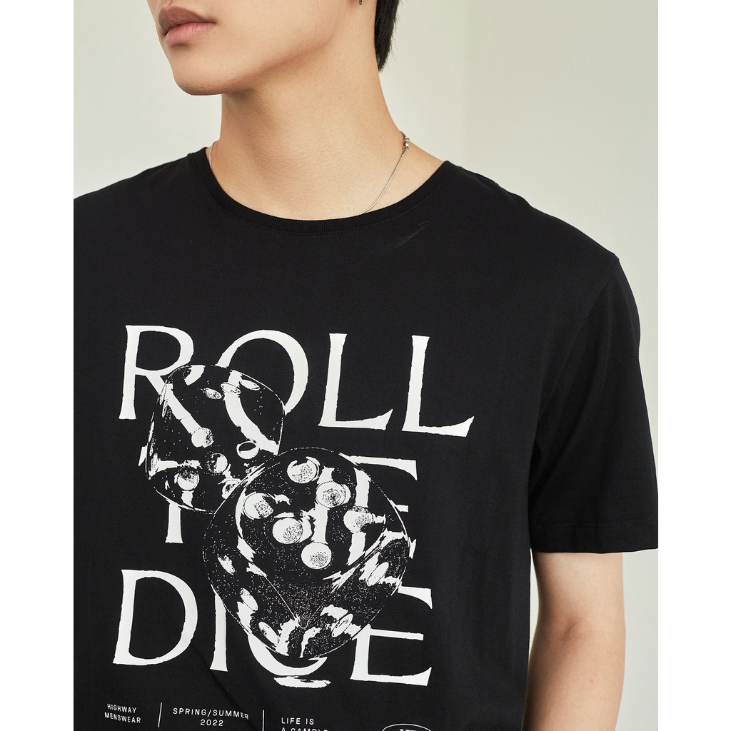 Áo phông nam Cotton USA Highway  Roll the dice Đen