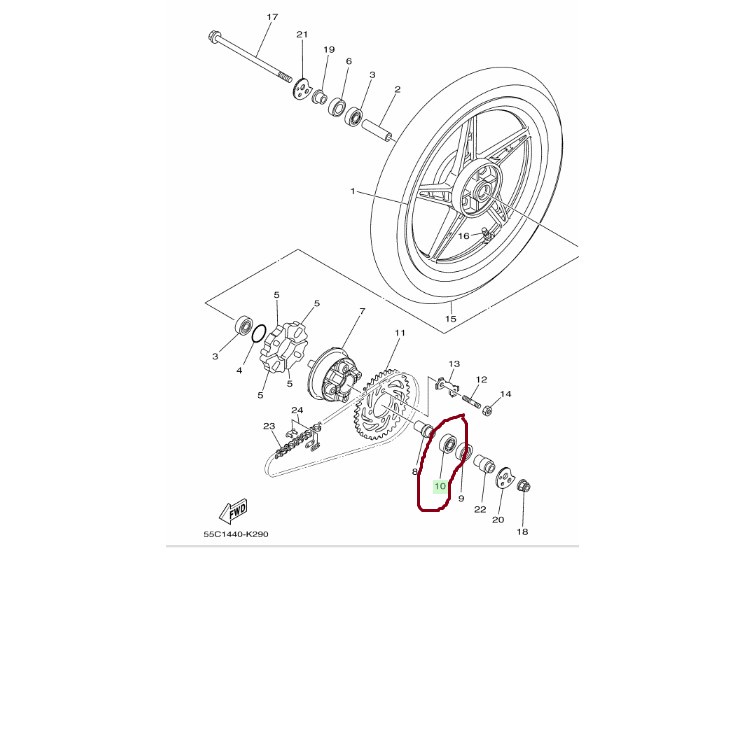 Vòng bi (Bạc đạn) cùi nhông 6004 Yamaha