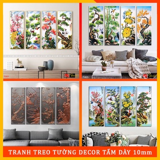 Tranh dán tường tứ quý chất liệu gỗ nhựa chống nước kích thước 30x80 cm x 4 tấm, ke,f băng dính xốp